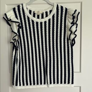 Entro Navy and White Knit Top